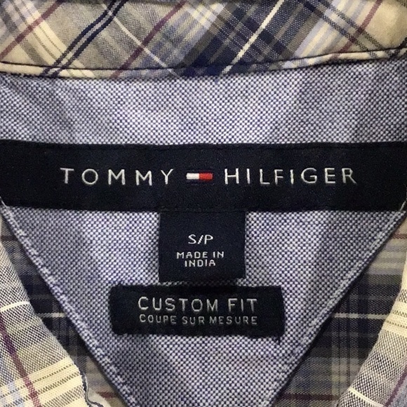 TOMMY Hilfiger blue plaid button down shirt small - Picture 8 of 10